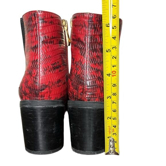 FRANCO SARTO Bette2‎ Red Wine Snake Leather Embossed Boots Women's Size 6.5 - Picture 2 of 9